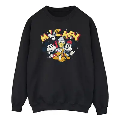 (S, Black) Disney Mens Mickey Mouse Group Sweatshirt