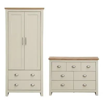 Lisbon Piece Bedroom Furniture Set Wardrobe 3+4 Chest of Drawers Cream