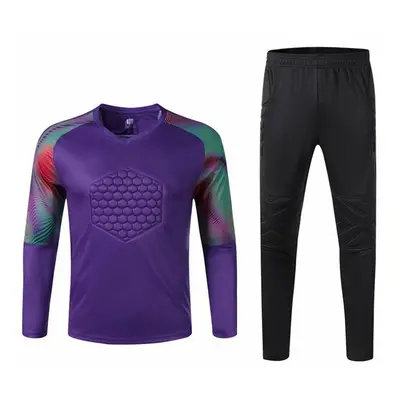 (purple heart, L) Men&apos;s Jersey Set Long Sleeve Goalie Shirt Protective Training Uniform Goa