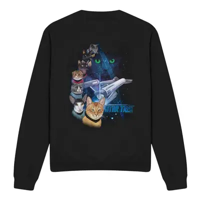 (M, Black) Star Trek Unisex Adult Feline Galaxy Sweatshirt