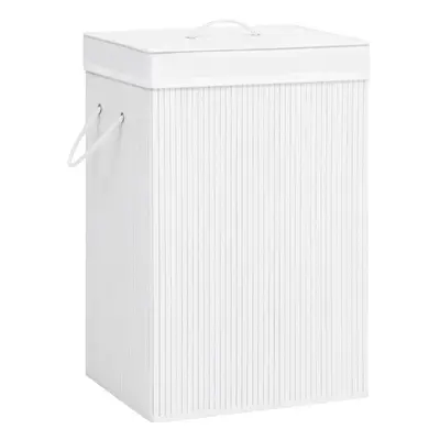 vidaXL Bamboo Laundry Basket White 72L Home Washing Clothes Hamper Storage Bin