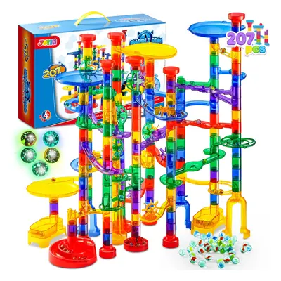 JOYIN 207Pcs Glowing Marble Run Construction Building Blocks Toys wit