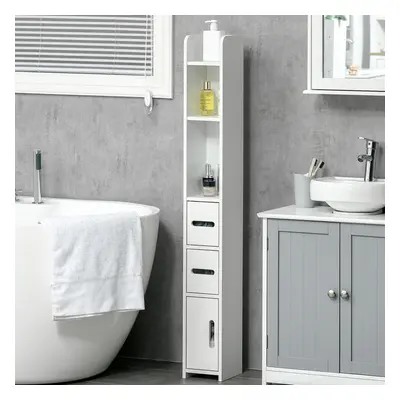 kleankin Freestanding Bathroom Cabinet w/ Open Shelves Cupboards, White