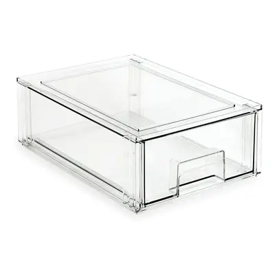 Isaac Jacobs Medium Stackable Organizer Drawer x x Clear Plastic Storage Box PullOut Bin Home Of