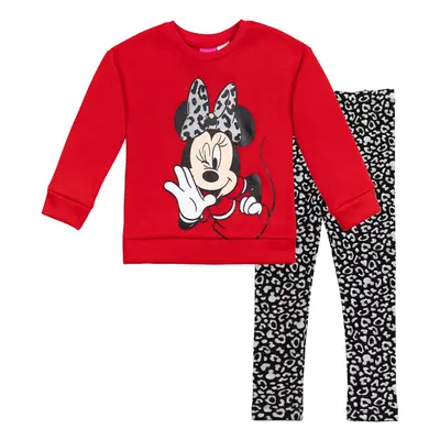 Disney Minnie Mouse Little Girls Fleece Sweatshirt & Leggings Red/Blac