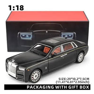 (black With Box) 1:18 Rolls-Royce Phantom Model Car, Zinc Alloy Pull Back Toy Diecast Car with S