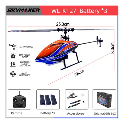 (K127-3B) WLtoys RC Helicopters k200 K127 2.4Ghz 4CH 6-Aixs Gyroscope Fixed Height Single Blade 