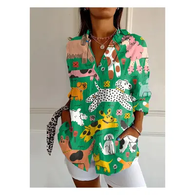 (YK1865, M) new women's long shirt summer European and American trendy half-sleeved shirt tiger 