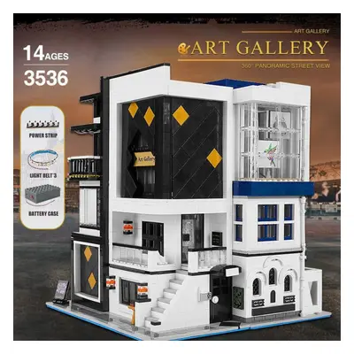 (as the picture) Mould King Streetview Building Blocks The Art Gallery Showcase Model With Led L