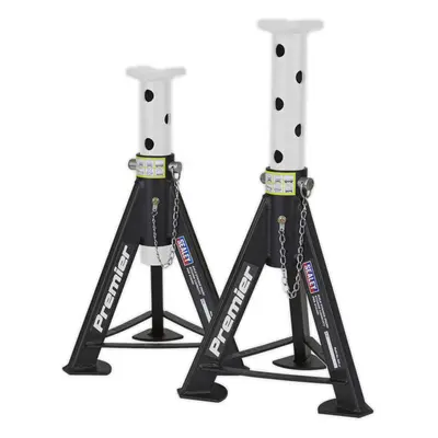 PAIR Tonne Heavy Duty Axle Stands - 369mm to 571mm Adjustable Height - White