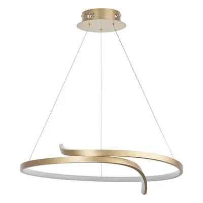 LED Ceiling Pendant Light 32W Warm White Brushed Gold Loop Feature Strip Lamp