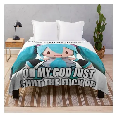 Fleece Throw Blanket hatsune miku plush asks u cease for Sofa Couch Kids x Inches