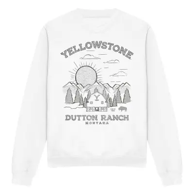 (XL, White) Yellowstone Unisex Adult Dutton Ranch Sunrise Sweatshirt