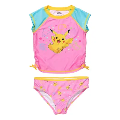 Pokemon Pikachu Little Girls Rash Guard and Bottom Pink