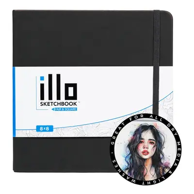 illo Sketchbook, Large, Square, Sketch Book, (8x8), Premium, 122lb Paper, Hardcover Notebook, La