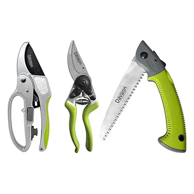 Davaon Pro Secateurs Set of - Garden Tool Set for Pruning - x Bypass Pruners, x Anvil Pruners an