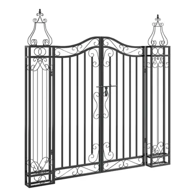 vidaXL Garden Gate Driveway Gate Fence Panel 121x8x120 cm Black Wrought Iron