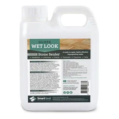 (1 Litre) Smartseal Natural Stone Sealer - Wet Look Finish - Professional Grade, Easy To Apply S