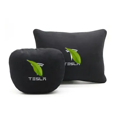 (2pcs Black) For Tesla Model Y X Soft Memory Car Seat Headrest Neck Pillow Lumbar