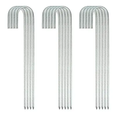 14 Pack Inch Ground Stakes J Hooks, Galvanised Steel Ground Rebar Stakes, Heavy Duty Tent Pegs, 