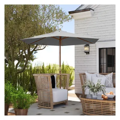 Outsunny 2.5m Wood Garden Parasol Sun Shade Outdoor Wooden Umbrella Canopy