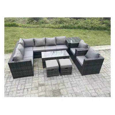 Fimous Seater Rattan Corner Sofa Lounge Sofa Set With Rectangular Coffee Table Side Table Arm Ch