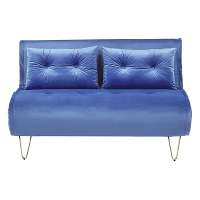 2 Seater Velvet Sofa Bed Navy Blue VESTFOLD