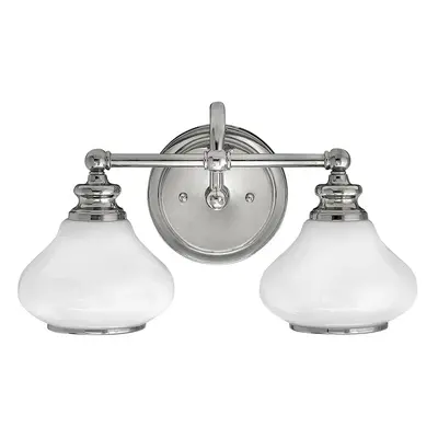 IP44 Twin Wall Light Cased Opal Glass Shades Polished Chrome LED G9 3.5W