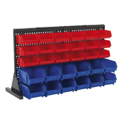 30 Tray / Bin Bench Mounted Parts Storage Rack - Garage & Warehouse Picking Unit