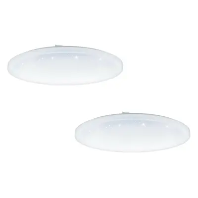 2 PACK Wall Flush Ceiling Light White Shade White Plastic Crystal Effect LED