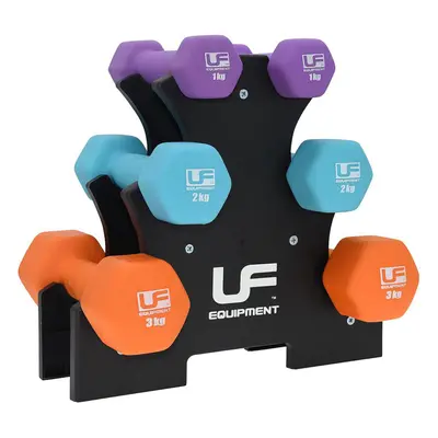 3 Pairs - 2 & 3KG Dumbbell Tree Set & Stand - Light Home Weight Gyn Workout