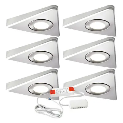 6x 2.6W LED Kitchen Triangle Spot Light & Driver Stainless Steel Natural White