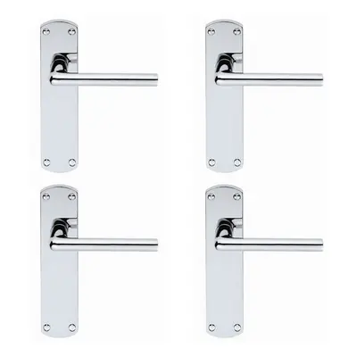 4x Rounded Straight Bar Handle on Latch Backplate x 42mm Polished Chrome