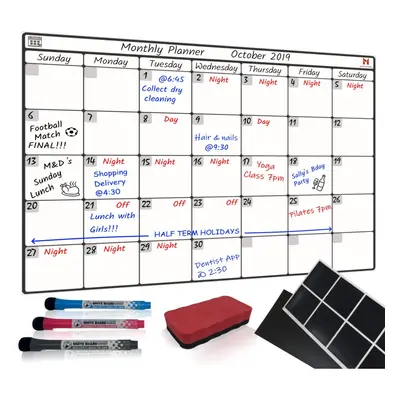 Magnetic Calendar Monthly Planner Whiteboard, Fridge, Wall or Cupboard Mounting System, Ideal Fa