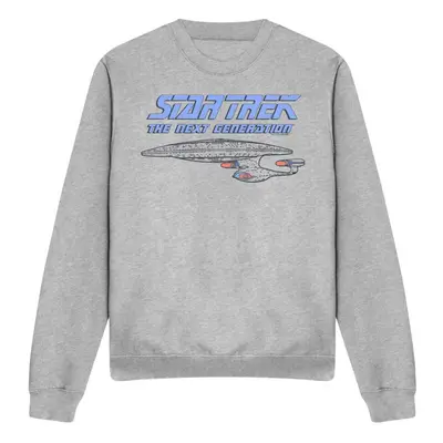 (L, Sport Heather) Star Trek Unisex Adult The Next Generation Distressed Sweatshirt