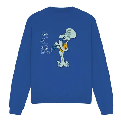 (M, Royal Blue) SpongeBob SquarePants Unisex Adult Squidward's Clarinet Sweatshirt