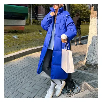 (navy blue, M) New Winter And Autumn Women White Duck Down Hoodies Puffer Jackets Coats Warm Win