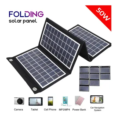 (50W) 50W Foldable Solar Panel Portable Outdoor Waterproof Solar Charger For Cell Phone Power Ba