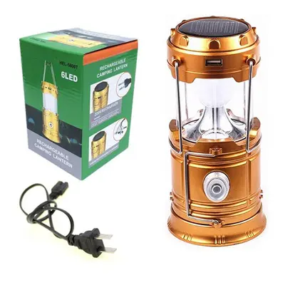 (EU, gold) Portable Solar Charger Camping Lantern Lamp LED Outdoor Lighting Folding Camp Tent La