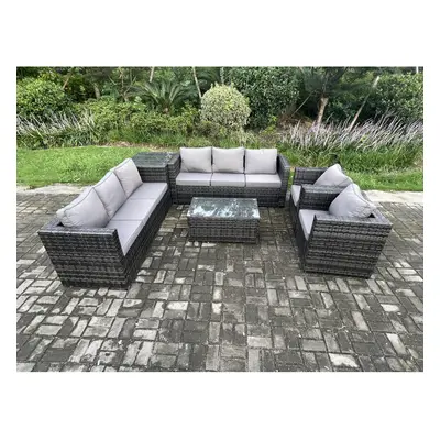 Fimous Seater Outdoor Lounge Sofa Set Wicker PE Rattan Garden Furniture Set with Armchair Coffee