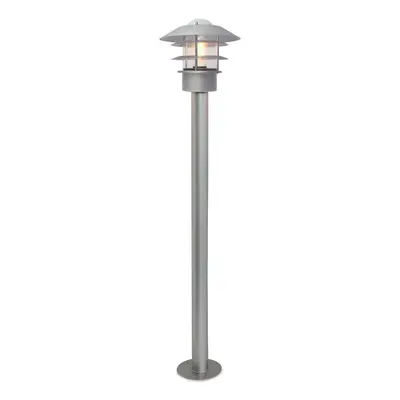 Outdoor IP44 Bollard Light Silver LED E27 60W Bulb Outside External Exterior