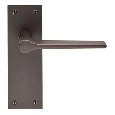 PAIR Flat Straight Handle on Slim Latch Backplate x 50mm Matt Bronze