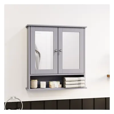 Priano Door Wall Cabinet Mirror Shelf Bathroom Storage - Grey