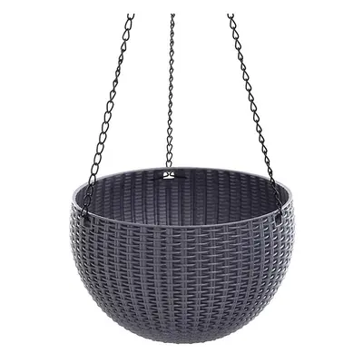 (Gray, 1PCS) Hanging Basket Rattan Plastic Flower Pot Garden Hanging Planter For Indoor Outdoor 