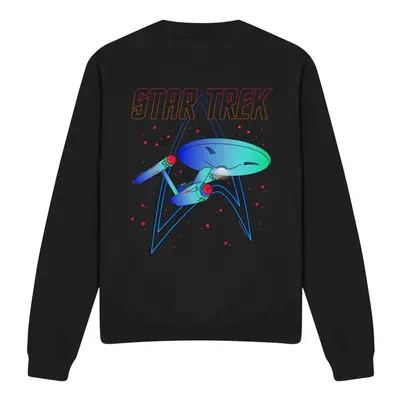 (S, Black) Star Trek Unisex Adult Neon Sweatshirt