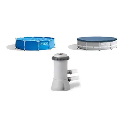 Intex Metal Frame Swimming Pool With Filter Pump And Pool Cover - 10FT