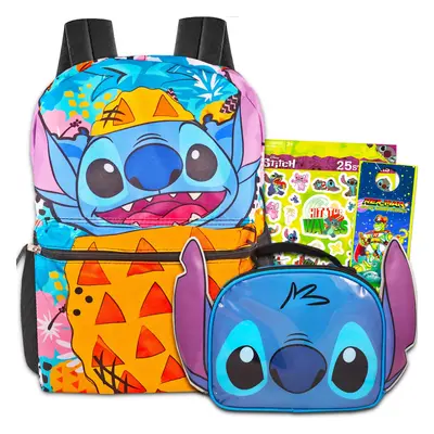 Disney Lilo and Stitch Backpack and Lunch Box Bundle Pc Set With Stitch Print All Over School Ba