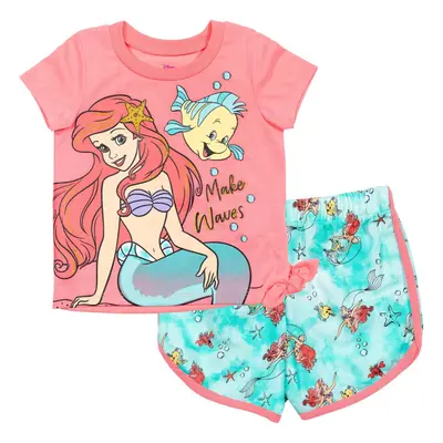 Disney Princess Ariel Little Girls T-Shirt and Active Retro Dolphin Fr