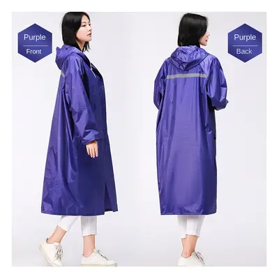 (E, (height 155cm)) Oxford Raincoat Long Adult One Piece Outdoor Backpack Thickened Raincoat Hik