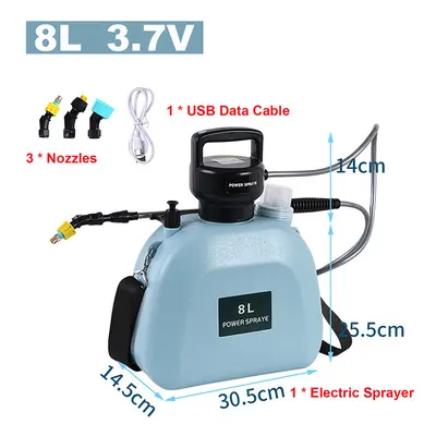 (Blue-8L-3.7V) Electric Battery Sprayer Gardening Watering Flowers Can Agricultural Disinfecting